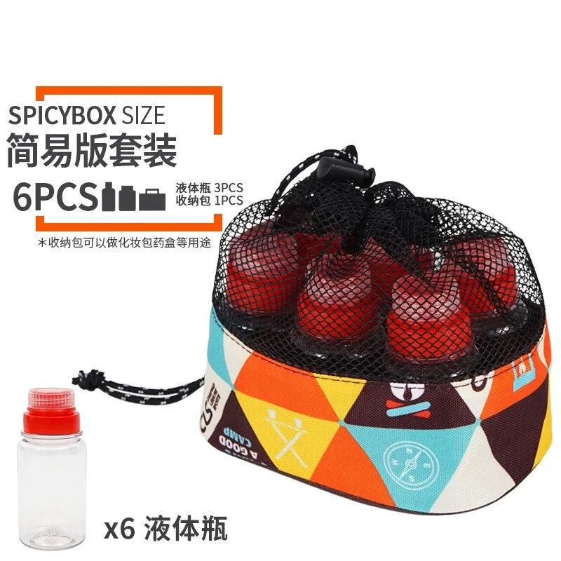 6pcs/Set Spice Sauce Condiment Bottle BBQ Camping Outdoor Picnic Pepper Jar Ketchup Seasoning Pot Container Kitchen Tool Portabl