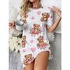 Buntes gestreiftes kurzärmeliges T-Shirt-Schlafkleid, Sommerstil
