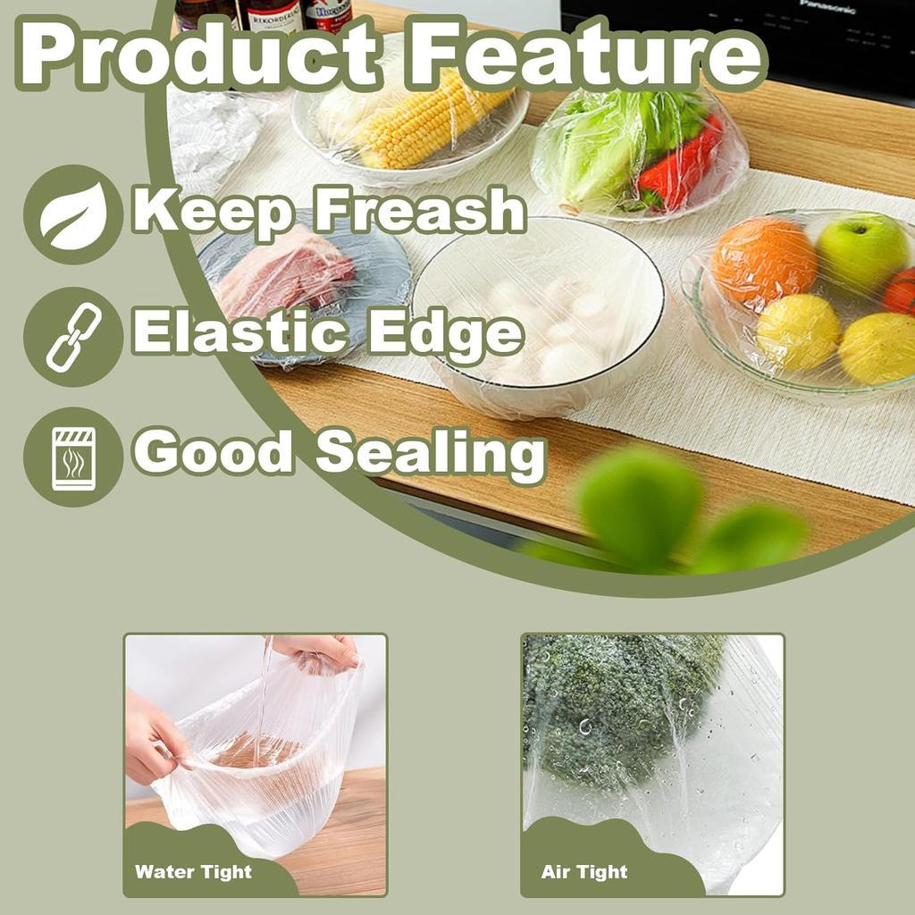 200 PCS Bowl Covers for Bread Proofing, Disposable Shower Caps for Sourdough Bread, Elastic Reble, Plastic Covers for Bowls Food Cover, Keeps Food