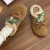 Fashion Aphixta Cow Suede Brown Slipper Furry Warm Women Mule Outside Plush Shoes Colorful Lace Up Slides Chaussures Femme Zapatos Mujer