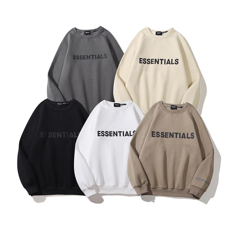 High Quality Essentials Thickening Round Neck Sweatshirt Silicone Logo Casual Loose Oversized Sports Shirt Top Pullover