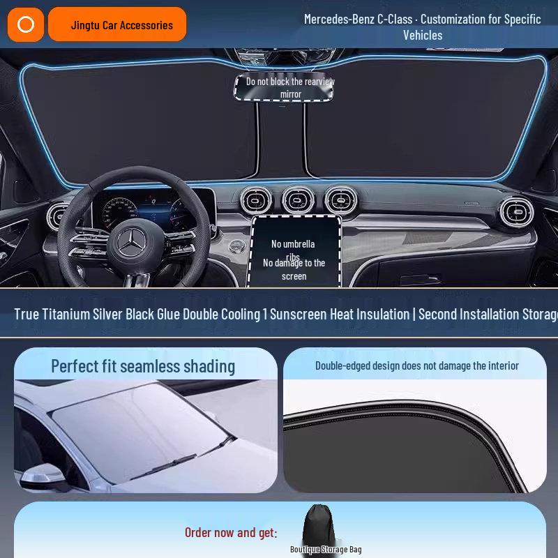 Mercedes Sunshade for GLC, C260L, E300L, GLB C-Class - Windshield Heat Insulation Curtain