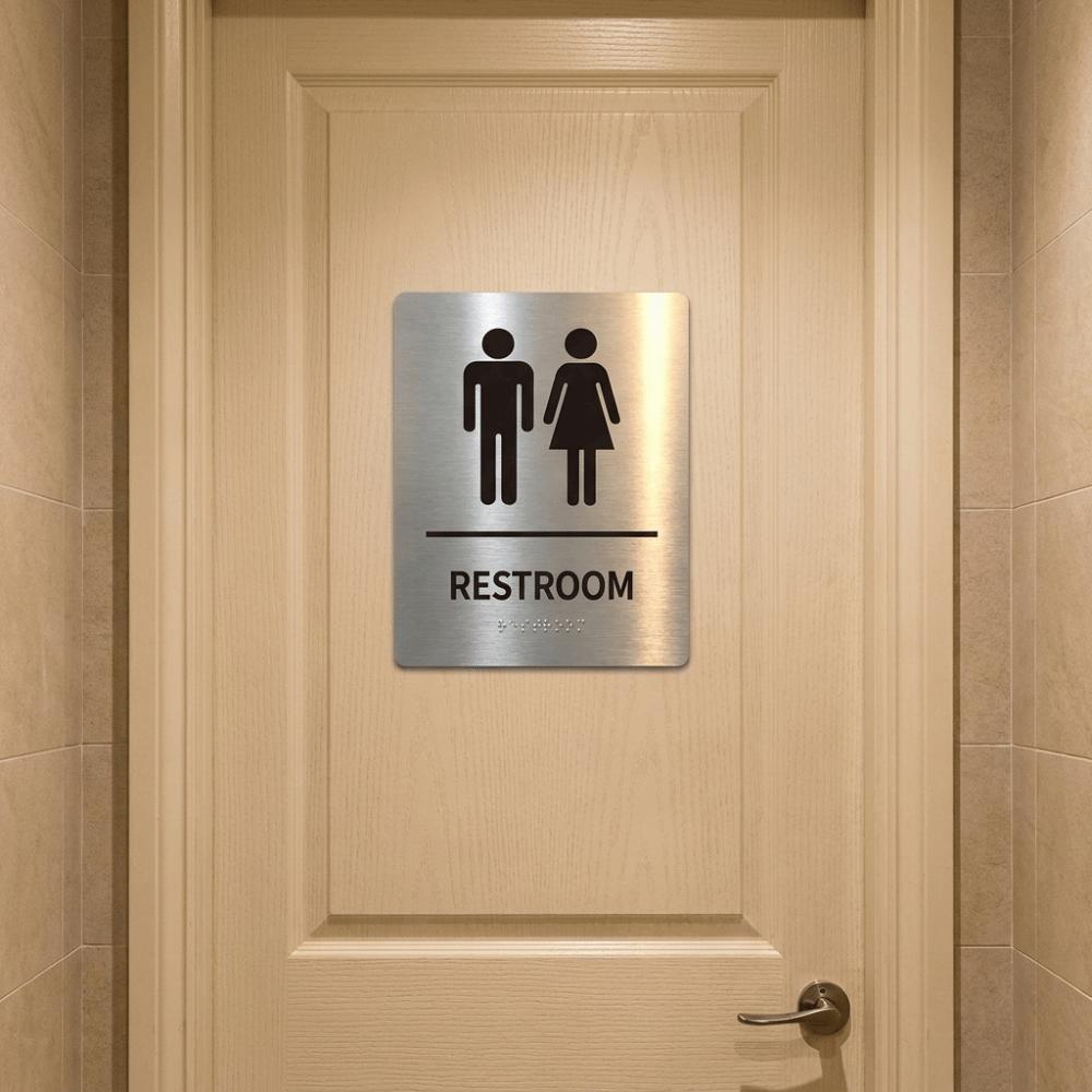 Acrylic Restroom Guide Self Adhesive Washroom Door Sign Creative Braille Restroom Sign  School