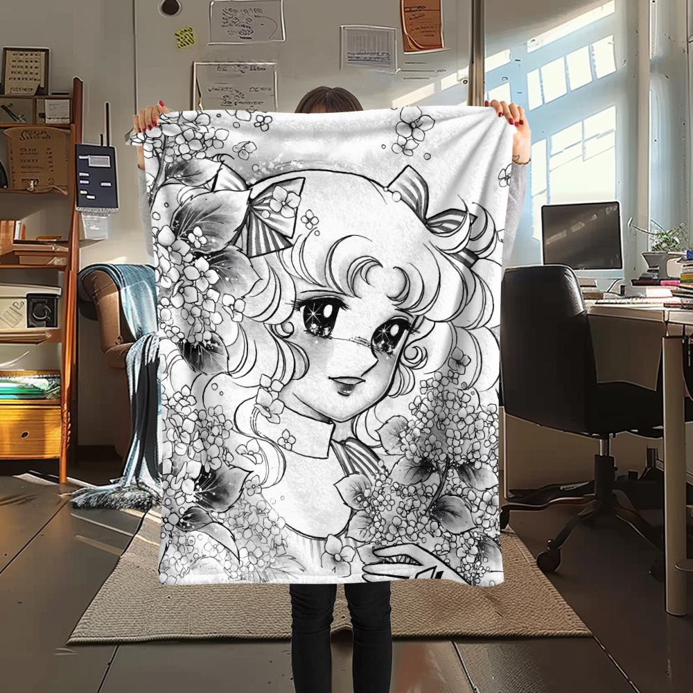 1PC Candy Candy Print Flannel Blanket, High quality All Seasons, Home Decor, Warmth and Comfort, Perfect for Christmas Gifts