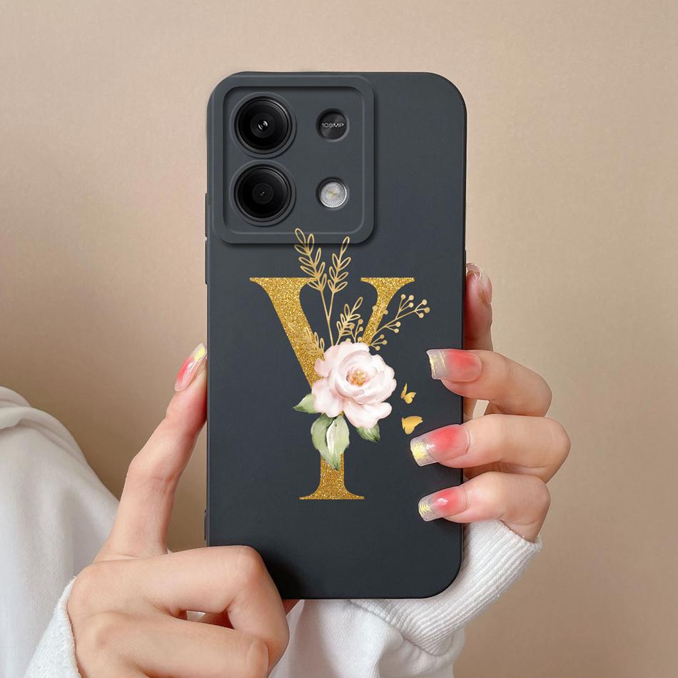 Phone Case For Redmi Note 13 Pro 4G 5G Elegant Letter Soft Liquid Silicone Full Coverage Protector For Redmi Note13 13Pro Fundas