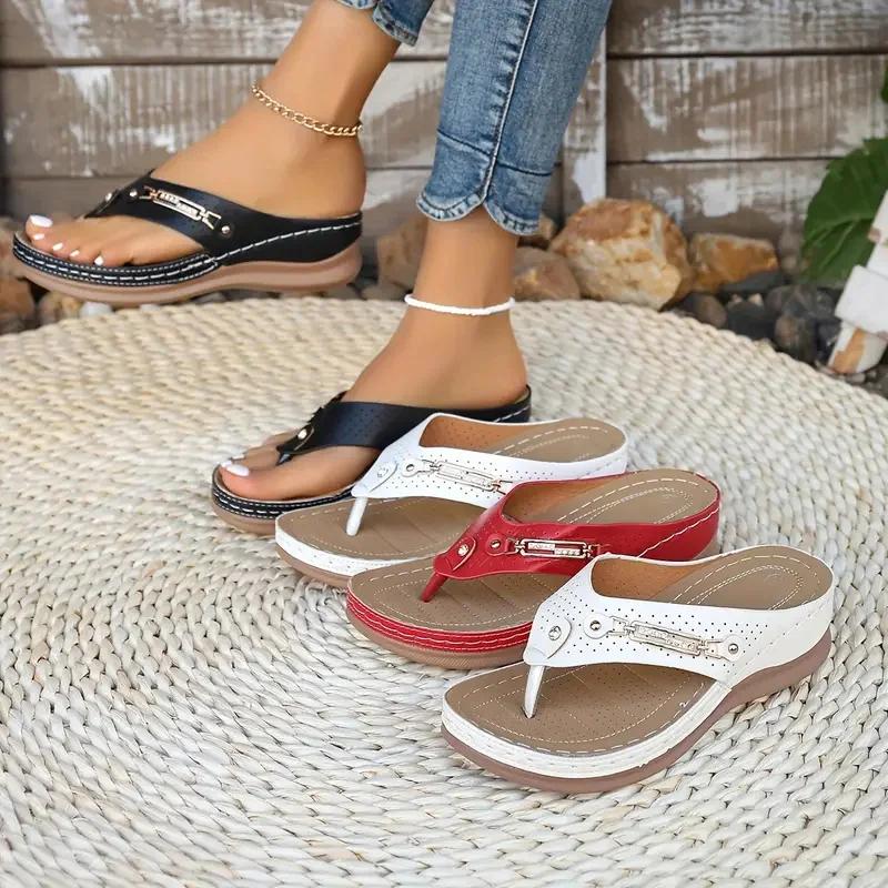 Fashion 2025 New Women Slippers Big Size Platform Wedges Sandals Non-Slip Open Toe Sandals Flip Flops Outdoor Beach Shoes Slides Women