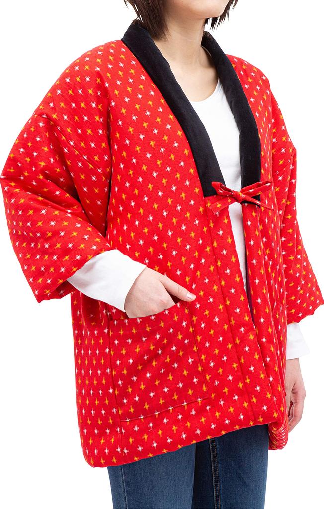 Watanosato Women's Kurume-woven Hanten (Watanosato) - Size S, Warm and Filled with Cotton, Expands When Dry (S, 56)