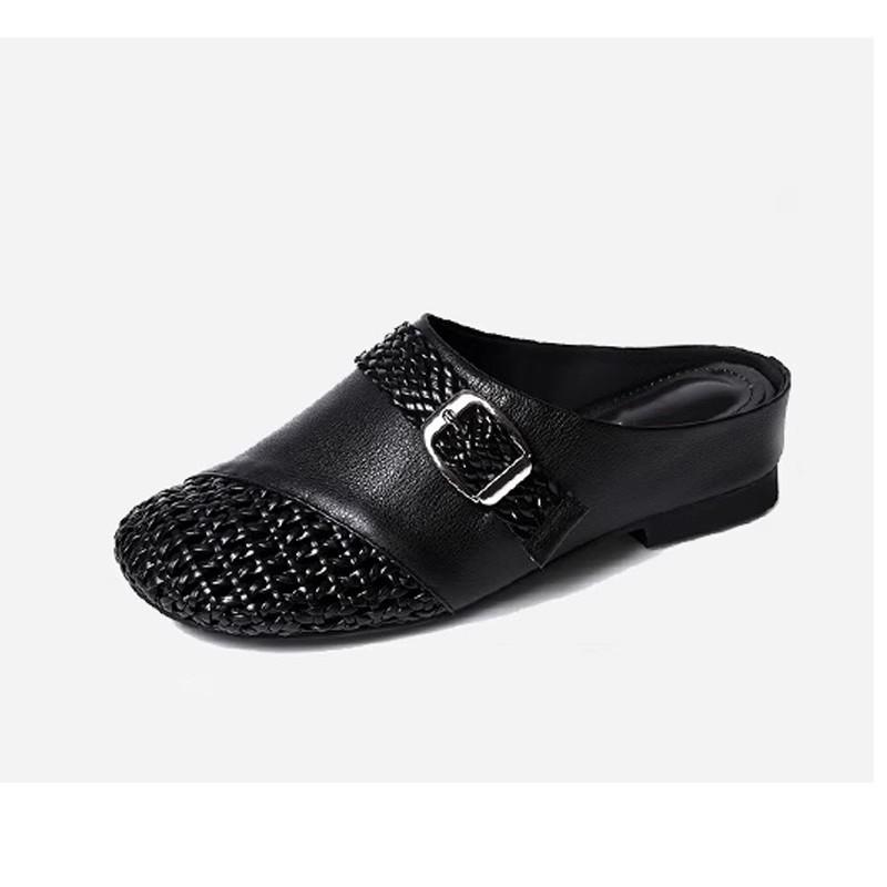 Baotou hollow half slippers women's outer wear summer new fashion casual versatile low heel woven sandals