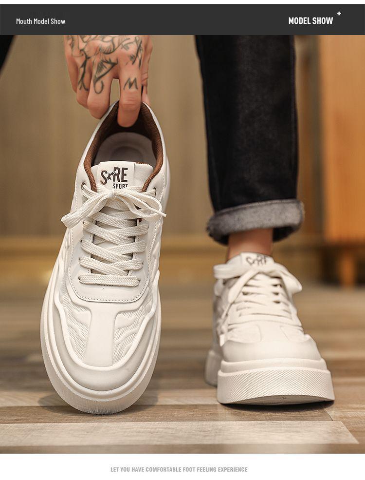 2025 Men's Trendy Thick-Soled White Sneakers: Versatile Autumn Casual Sports Shoes