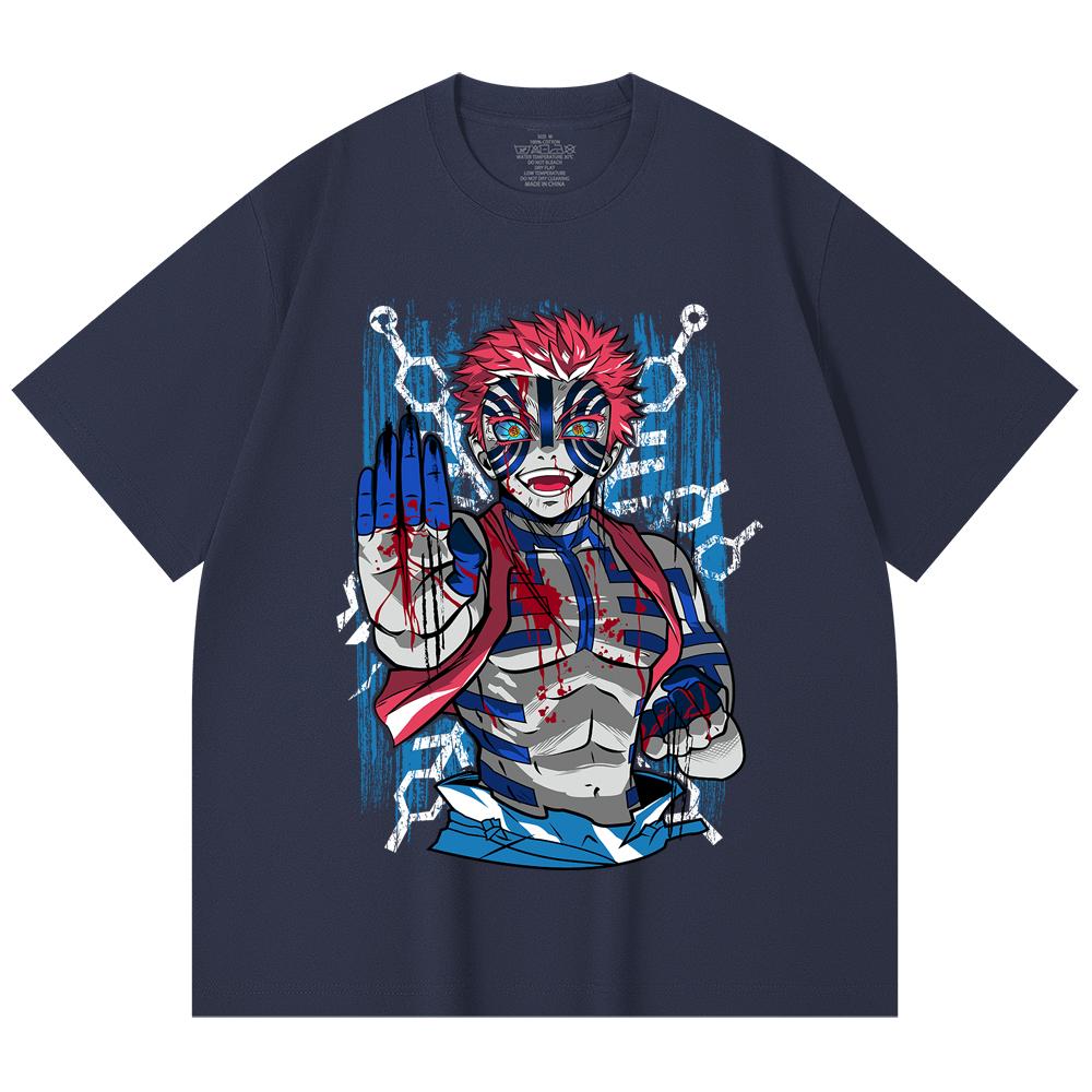 230 Gsm 100% Cotton Demon Slayer V79 Akaza Print Unisex Heavy Cotton T Shirt
