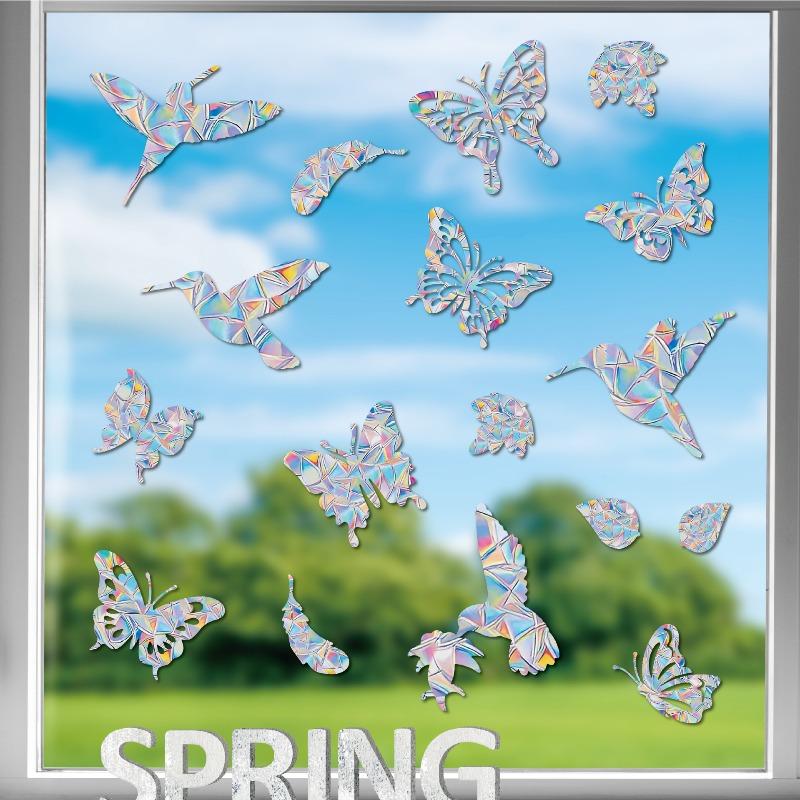 Window Decals for Birds Strikes Suncatcher Stickers Rainbow Window Clings for Glass Windows Anti-Collision Bird Deflectors