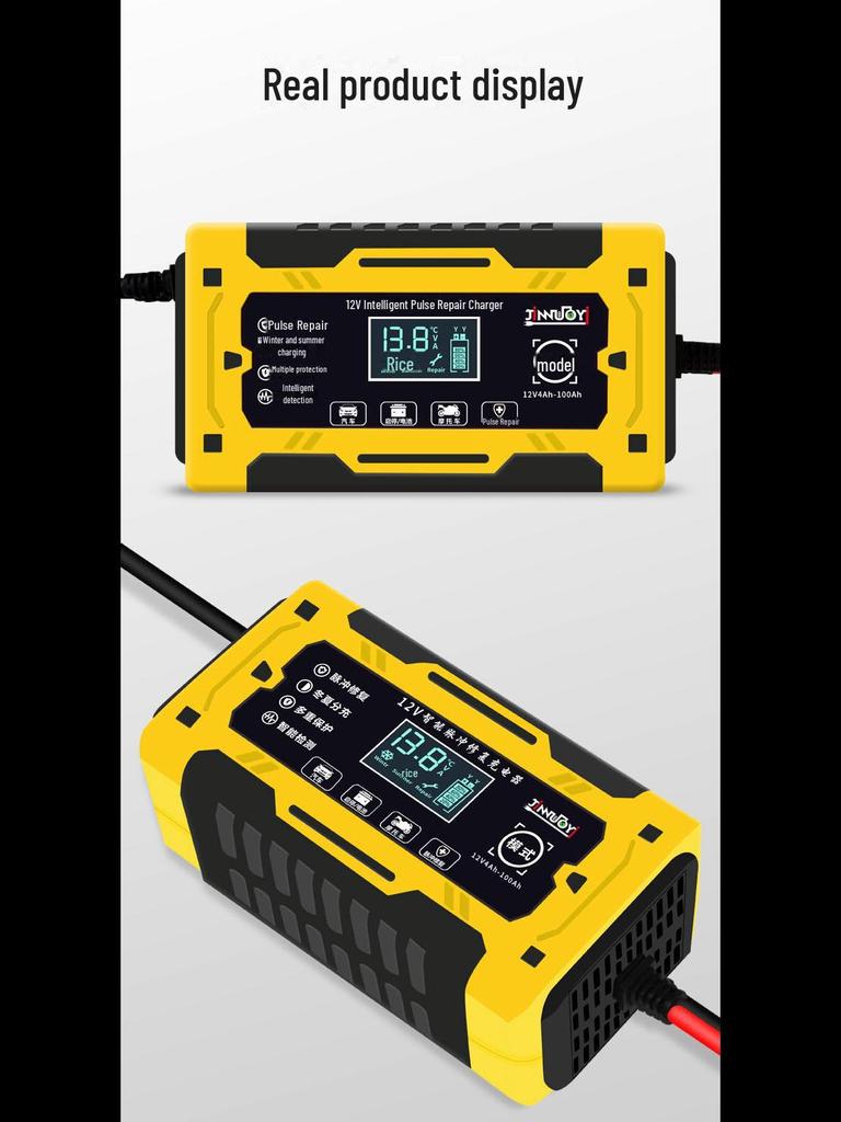 12V Smart Motorcycle Battery Charger with Pulse Repair - Universal Lead-Acid Charger