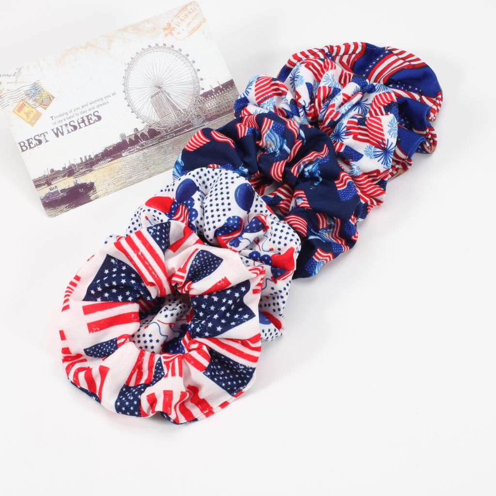 USA Flag Hair Scrunchies for Women Girls Red White and Blue Patriotic American Flag Elastics Hair Ties Hair Accessories