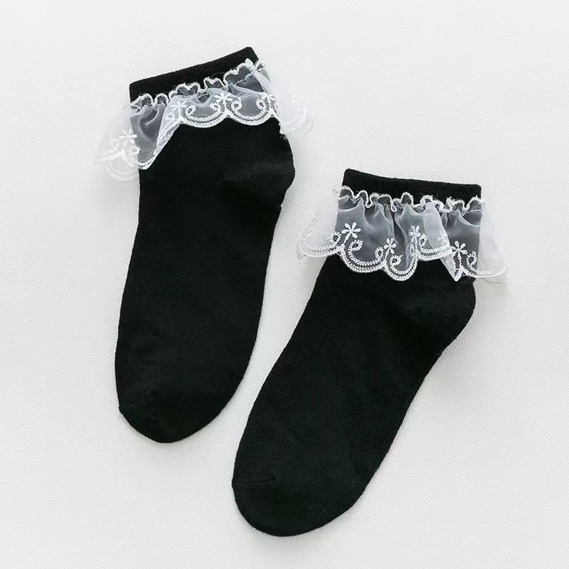 Süße weiche Rüschen Lolita Frauen Baumwolle Prinzessin Socken Söckchen kurze Socken Rüschen