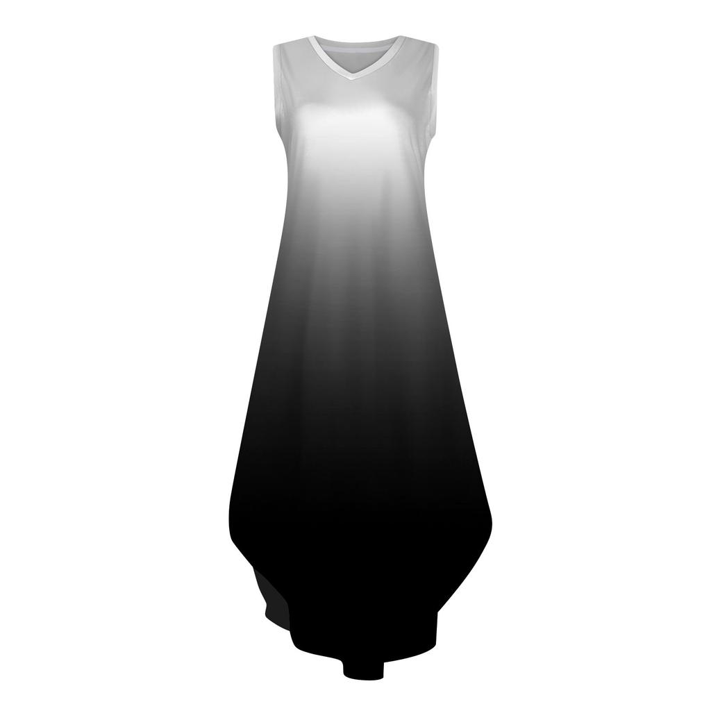 Women's 2024 Summer Casual Loose Sundress Long Dress Print Sleeveless V Neck Split Tshirt Maxi Dresses