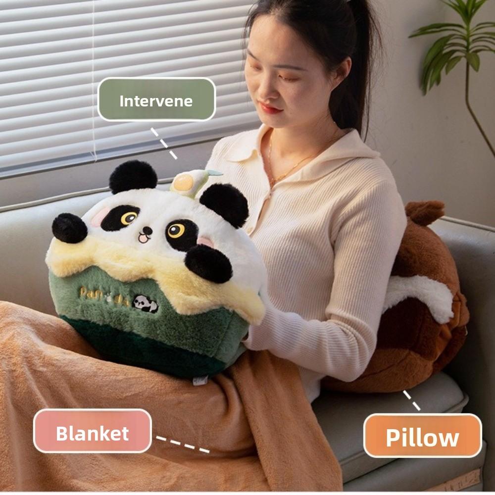 Cute 3 in 1 Quilt Pillow Fluffy Material Multifunctional Animal Pillow Soft Texture Cartoon Design Sleeping Pillow Winter Season