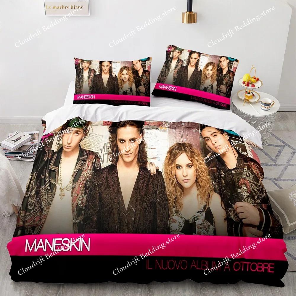 Maneskin Damiano David Bedding Set Pillowcase Rock Band Maneskin Quilt Cover Gift for Rock Band Enthusiasts