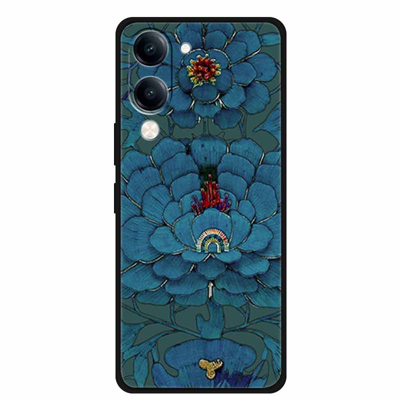 Flower Relief Cover For Vivo Y04 V2430 Y37C Y29S V2446 Funda 3D Embossed Soft Silicone TPU Phone Case Y29T Y19sGT V2459 Bumper