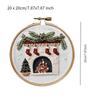 Christmas Embroidery Kit Cotton Hoop Cross Stitch Set Printed Pattern Crafts Package for Holiday Decoration Beginners