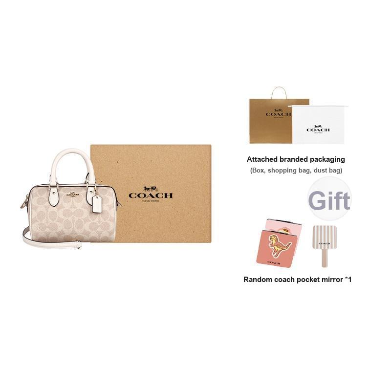 Coach Rowan 18 Klassischer Print Reißverschluss Synthetikleder Schulter Crossbody Handtasche Kleine Damenhandtaschen Vanille-Weiß CW329-IMXDM