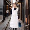 Large size long over-knee down cotton vest thickened vest hooded autumn and winter sleeveless jacket thick vest