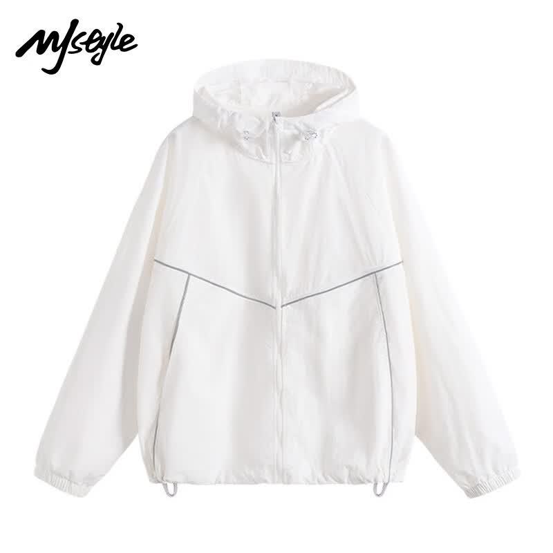 MJ STYLE Women's UPF50+ Reflective Sun Protection Hooded Jacket