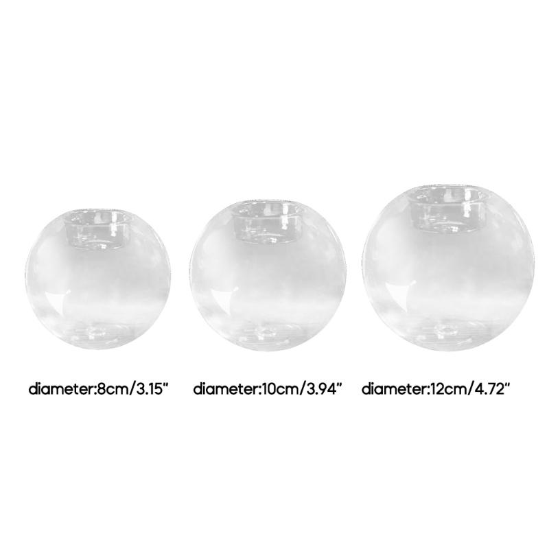 Round Glass Candle Holder Transparent Candlestick Ornaments Home Bar Decorations