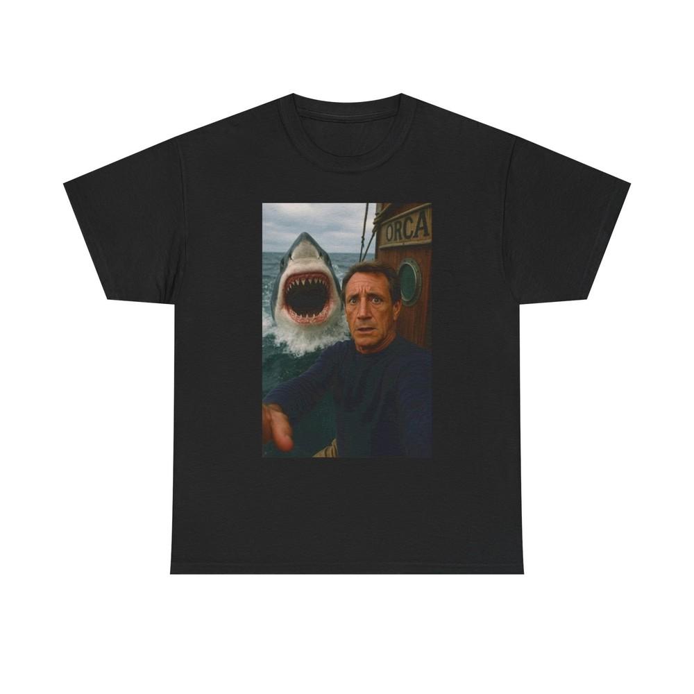 Funny Jaws Graphic T Shirt Comedy Movie Poster Sharks Unisex Heavy Cotton Tee Unisex T-Shirt L