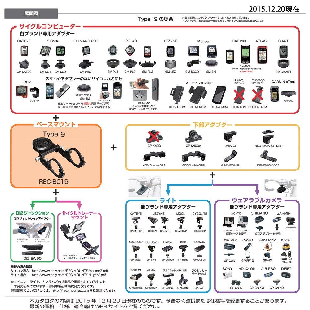 REC Mount Type 9 Garmin Combo Mount (with Lower Adapter) + Camera Adapter GP-CN-A [9-GM+GP/GP-CN-A] for 31.8mm Handlebar Clamp Diameter