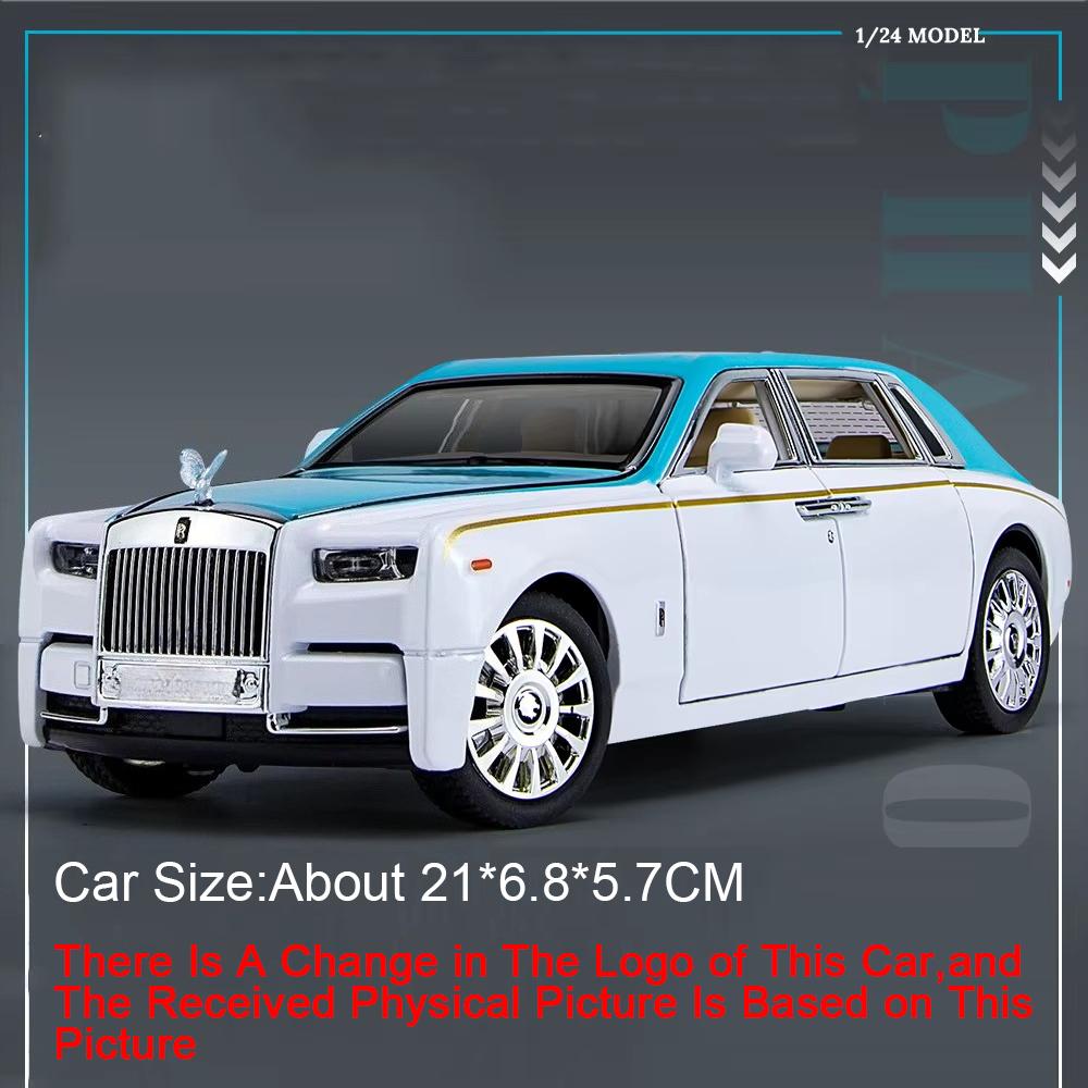 1:24 Rolls Royce Phantom Alloy Model Car Toy Metal Diecast Shock Absorption Pull Back Front Wheel Steering Vehicles Ornaments
