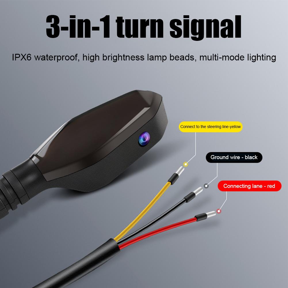 2PCS Motorcycle LED Turn Signal Lamp Color Projection Lamp Sequential Flowing Flash Indicator Lights Running Light Universal Ambient Turning Light