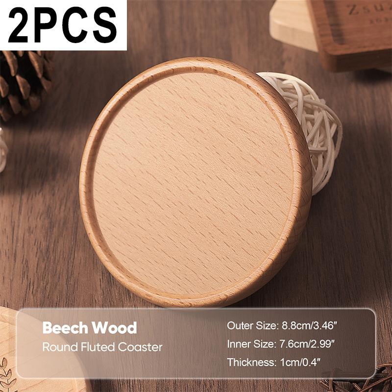 2 Stuks Walnoothout Onderzetters Rond Hittebestendig Bekeronderzetters Voor Thee Koffie Theepot Duurzaam Huis Tafel Decoratie 2PCS& Blank-No logo