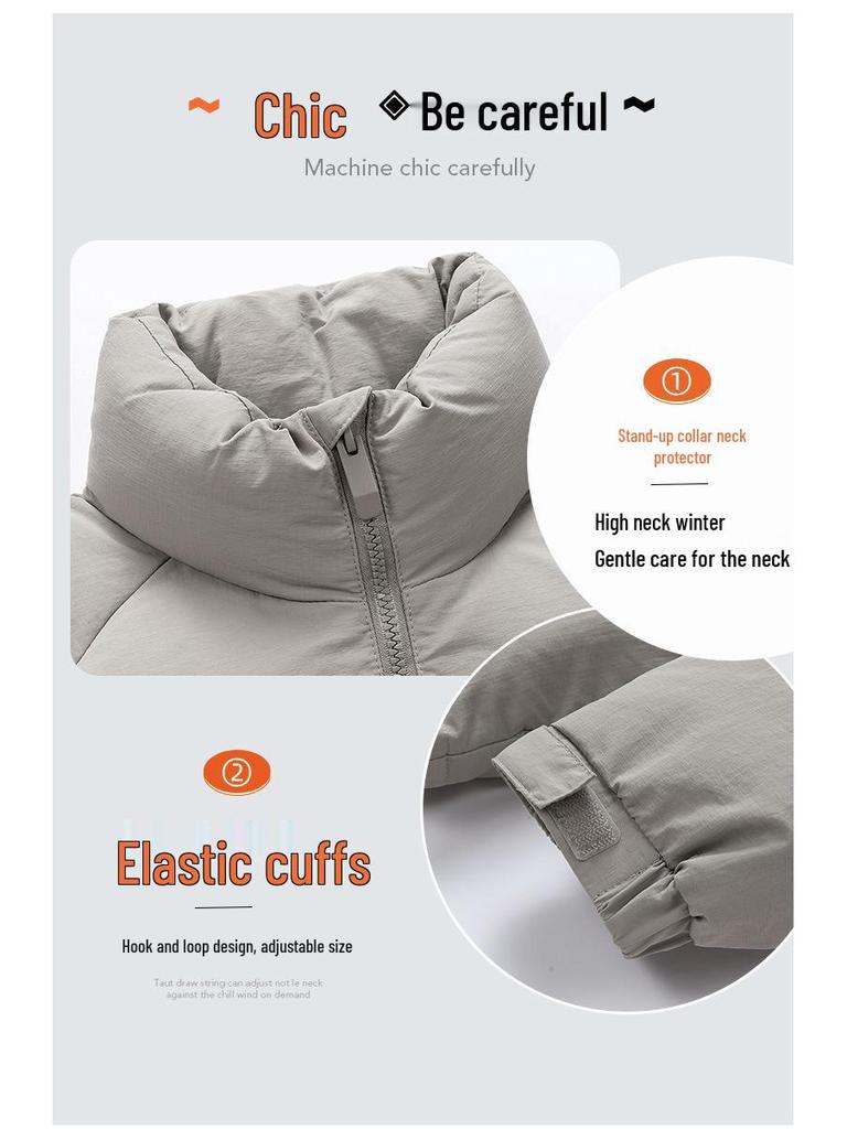 Warme Daunenjacke für Herren: Winter dick gefüttert, mit Samt gefüttert, kältebeständig, 90% weiße Entendaunen, lockere Passform mit Stehkragen.