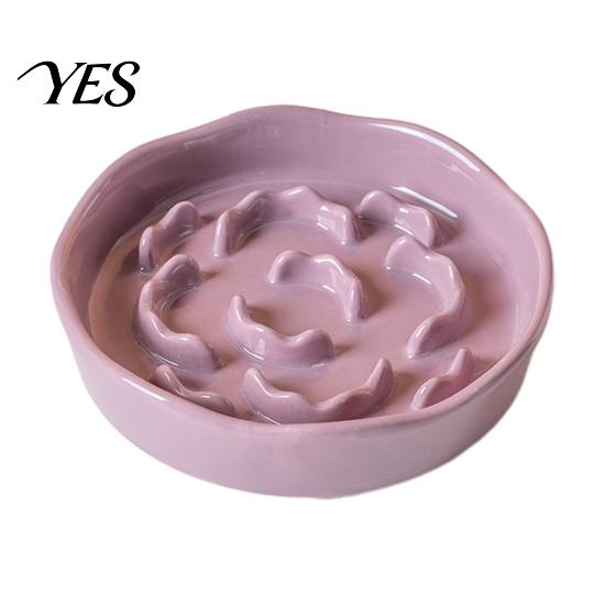 High Base Pet Bowl Raised Slow Feeder Bowl, Ceramic Down Eating Food Vomiting Prevention Anti Dish for Small Medium Dogs & Cats Cat