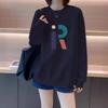 Fleece Thickened R Letter Sweater Women's Season New Large Size Round Neck Loose Casual Jacket Tide