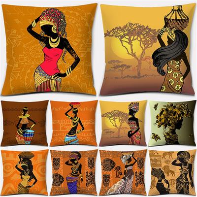 Home Decor Pillowcase Ethnic African Women Polyester  Car Sofa Cushion Cover   45x45cm