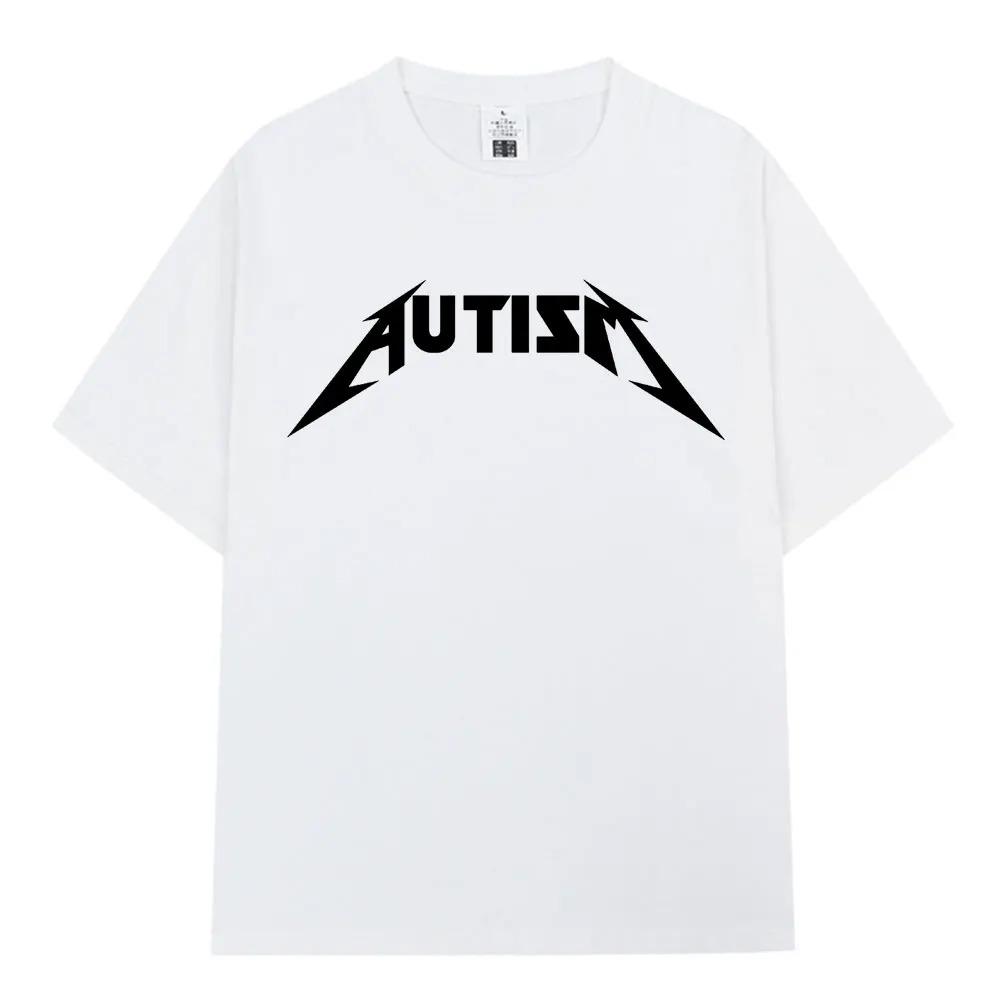 Autismus Metal Rock Meme Tričko Muži Ženy Móda Hip Hop Krátký Rukáv Oversized Trička 100% Bavlna Pohodlná Trička Streetwear