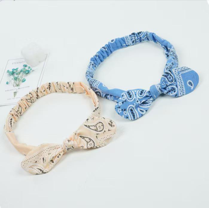 CR98 Printed Rabbit Ear Knot Cashew Cross Headband