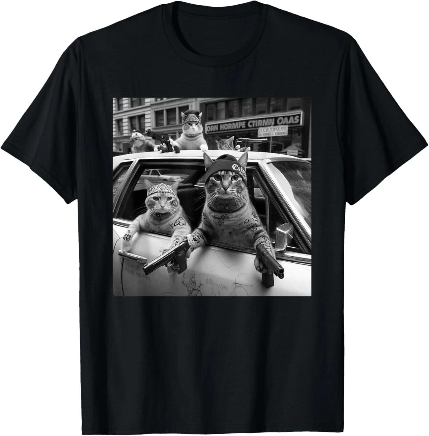 Funny Gangster Cats Street Design Gift Unisex T-Shirt S