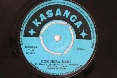 7inch Record LULU TRIO - Hingurira Mami / Ndege Ya Kenyatta KASANGA785 KASANGA Kenya World Music Used