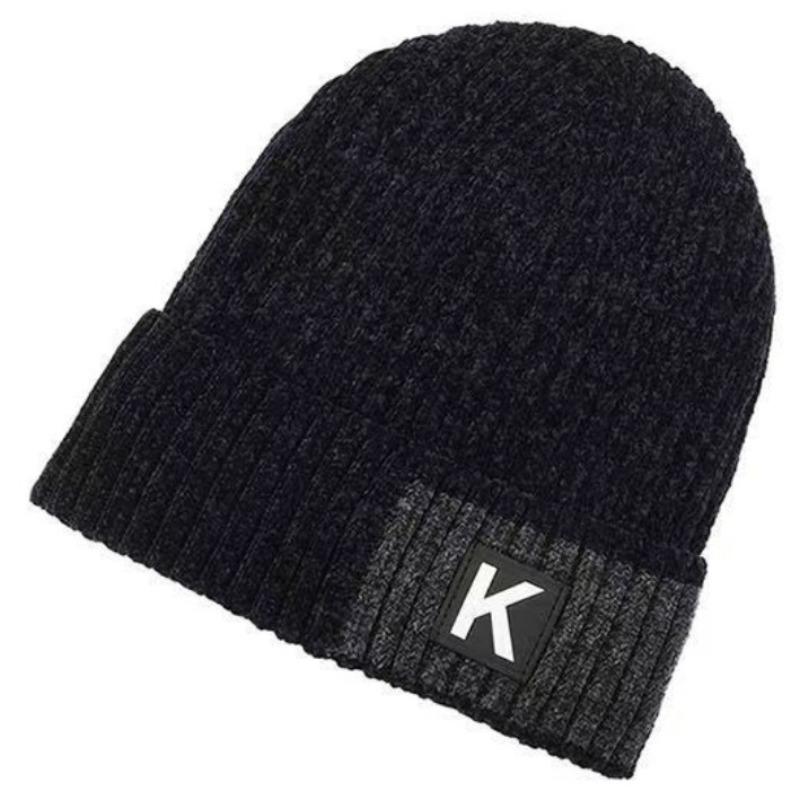 Men's Winter Outdoor Thermal Knit Hat with Fleece Lining Thickened Cycling Beanie Outdoor Chenille Wool Hat