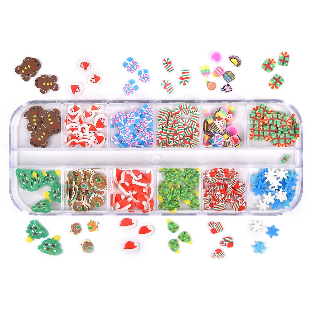 

12 сеток, рождественские украшения для дизайна ногтей, 3D блестки, блестки для ногтей, стразы, снежинки, бусины, рождественский драгоценный камень