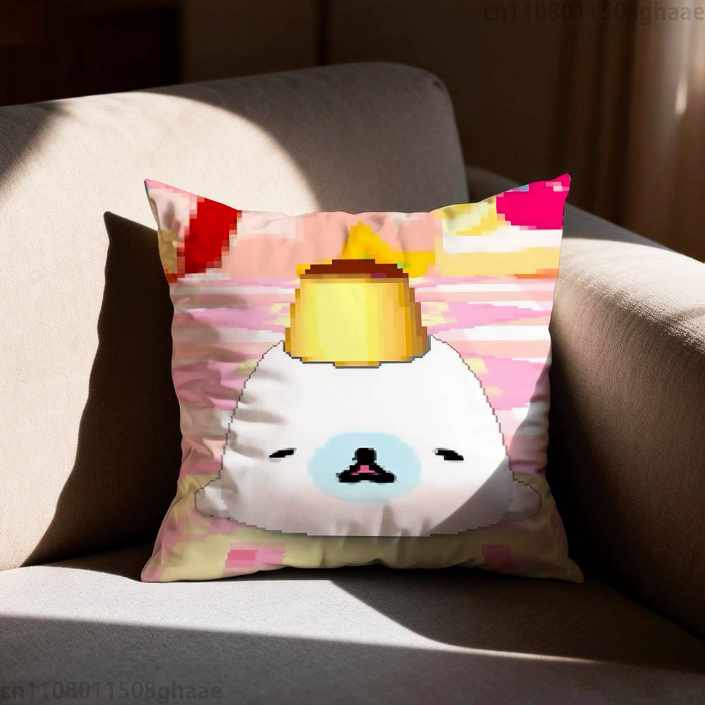 PINK Kawaii MMamegoma Pillow Case Square DoubleSided Printing Short Plush Sofa Cushion Cover Bedroom Bedside Pillow
