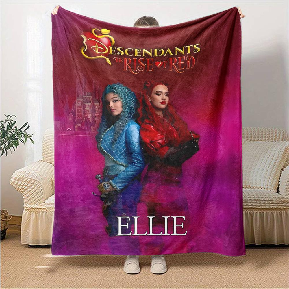 Customiz Name Personality Descendants The Rise of Red Blanket Soft &Warm Sofa Office Bed Travel Lunch Break Blanket, Gift Suitable All Seasons