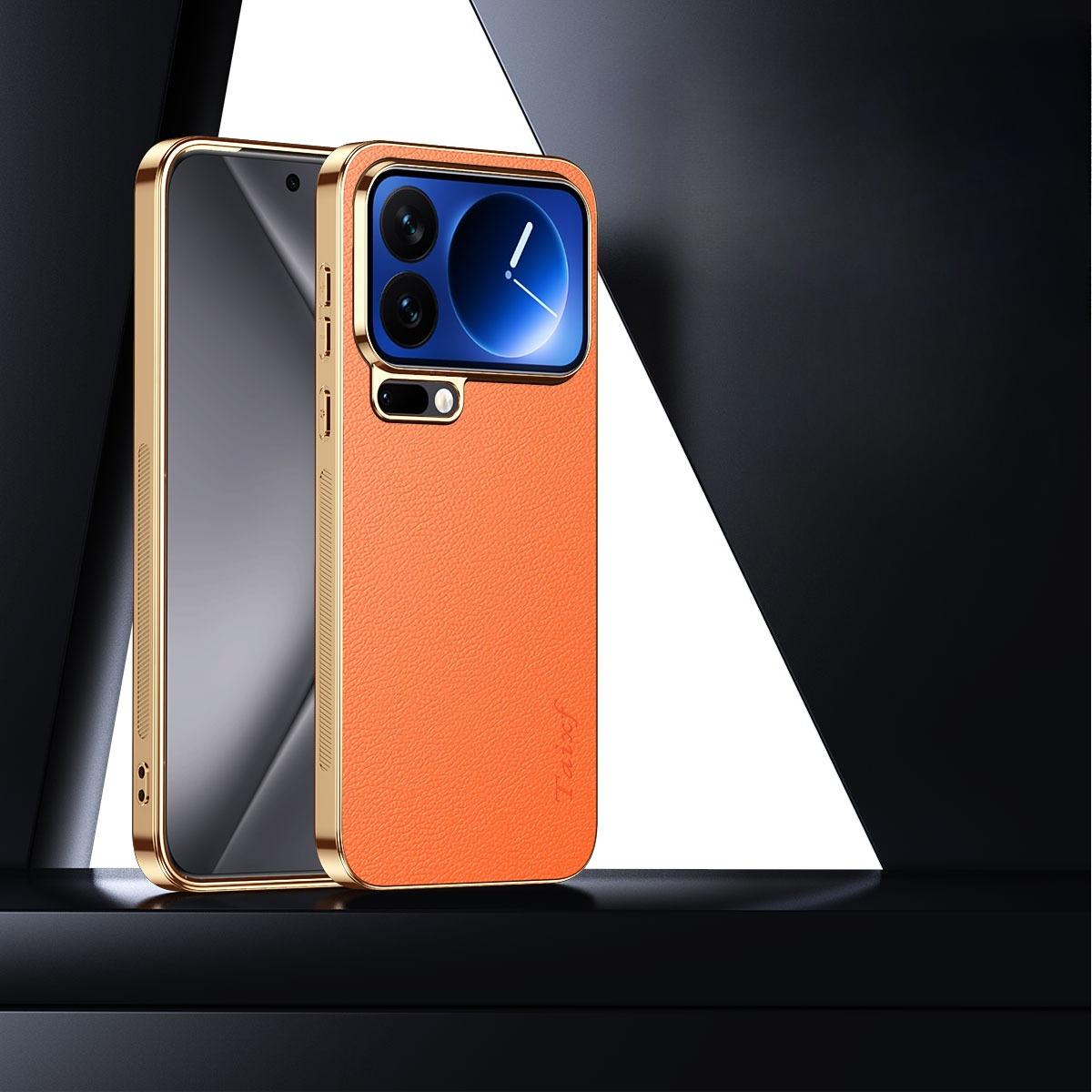 

Чехол для Xiaomi 17 17Pro Max из ПУ кожи с гальваническим покрытием, противоударный чехол для MI 17 Pro Max, текстура личи, рисунок, ТПУ, мягкий каркас, накладка Xiaomi 17 оранжевый