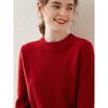 Women's Plus Size 100% Wool Thickened Round Neck Sweater - Winter Solid Color Pullover