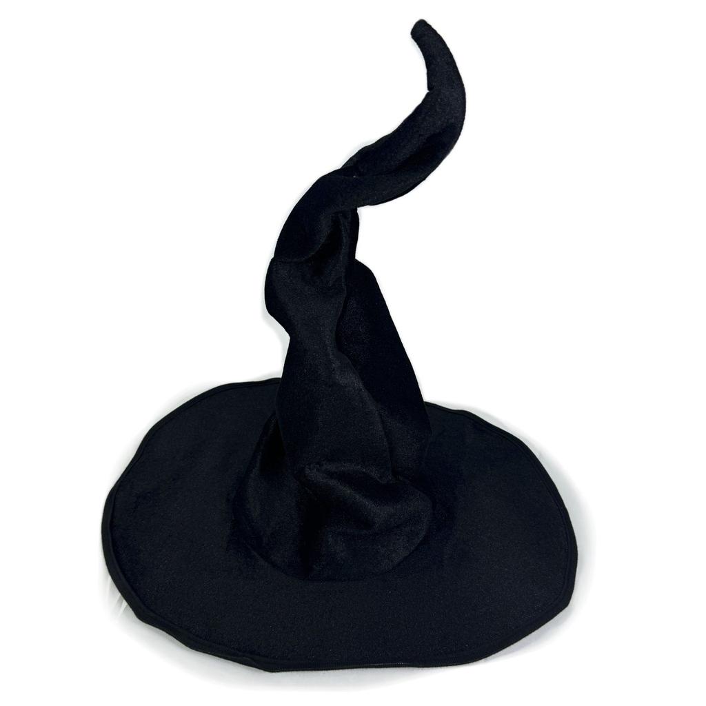 Halloween Witch Hat Velvet Witch Hat Women'S Soft Retro Black Twisted Pleated Witch Hat Halloween Role-Playing Party Props