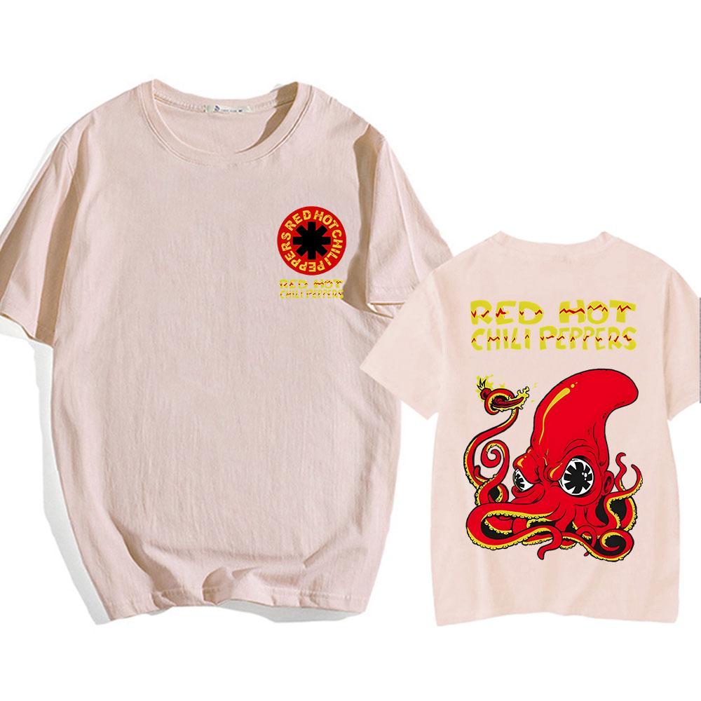 Red Hot Fire Squid Chili Peppers T-shirts Rock Band Hip Hop Streetwear Short Sleeve Men Women Tshirts Summer Cotton Soft Tee Top