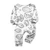 Hand-painted Parent-child Outfit- Print Round Neck Parent-child Long Sleeve Long Pants Home Clothes Suit