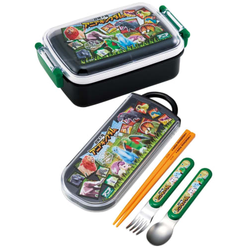 Skater Lunch Box Trio Set Chopsticks Spoon Fork Ania Kingdom Ania Children's Antibacterial Treatment Easy To Open Sliding Type Made In Japan TACC2AG-A